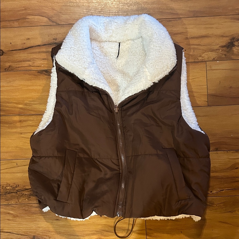 Brown Sherpa-Lined Women's Vest
